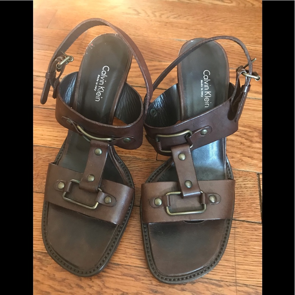 Calvin Klein Collection brown  high heels sandals